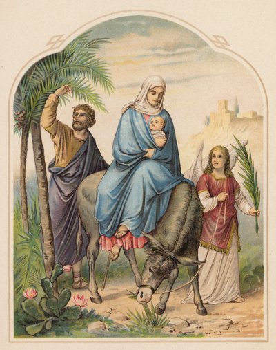 Útěk do Egypta (barevná litografie) od (after) German School