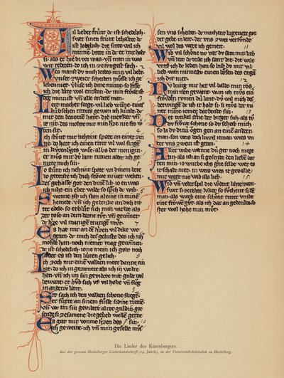 Písně Der Kurenbergera (barevná litografie) od (after) German School