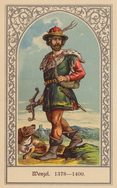 Václav IV., český a německý král (barevná litografie) od (after) German School