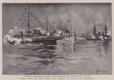 Návštěva krále a královny Itálie na Sardinii (litho) od (after) Italian School
