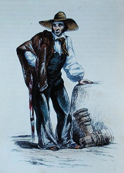Obyvatel Roussillonu, ilustrace z „Les Francais Peint Par Eux-Memes“, vyryl Birouste od (after) Loubon