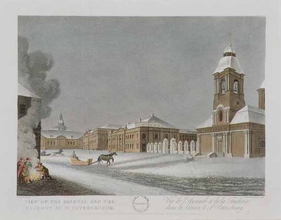 Pohled na arzenál a slévárnu v St. Petersburgu, ilustrace za prosinec z 