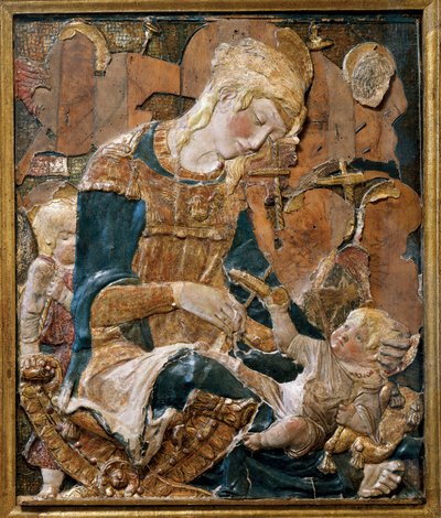 Madonna a dítě, basreliéf (terakota) od (attr. to) Donatello