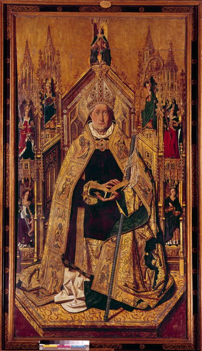 Svatá Dominika de Silos (1000-1073) na trůnu Dominika byla navarrským pastýřem. Stal se benediktinským mnichem v Silosu v Kastilii. Malba na dřevě od Cardenas Bermejo (1435/40-1500) 15. století Rozm. 242 x 130 cm Madrid, muzeum Prado - Saint Dominique of od Bermejo