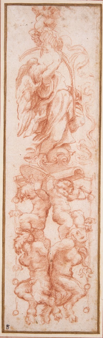 Groteskní dekorace pro žebro klenby (červená křída na bílém papíře) od (c.1489 1534) Correggio