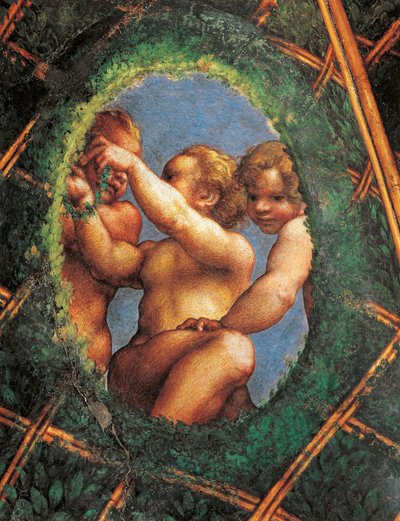 Vejčitý s andělíčky, detail výzdoby z Komory sv. Pavla nebo Abatyše od (c.1489 1534) Correggio