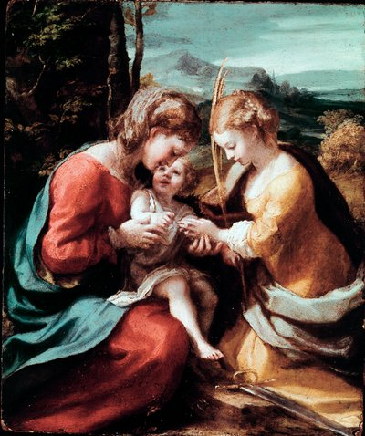 Mystická svatba sv. Kateřiny Alexandrijské Obraz Antonia Allegriho (známého jako Correggio nebo The Correge 1489-1534) 1520 cca. Slunce. 28,5x23,5 cm Neapolské museo di Capodimonte od (c.1489 1534) Correggio
