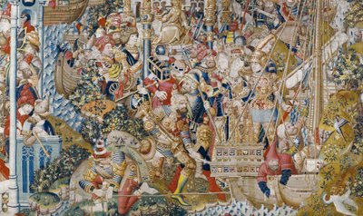 Der Trojanische Krieg: Die Entführung der Helena, ca. 1470 (Wandteppich) von (fl.1450-75) Master of Coetivy