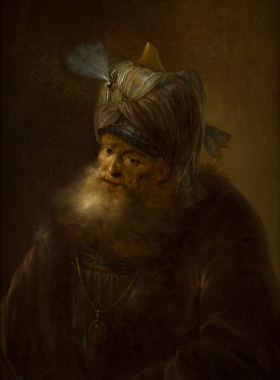 Portrét muže v turbanu (olej na plátně) od (follower of) Rembrandt Harmensz. van Rijn
