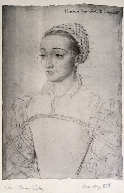 Marguerite de France (1523-74) (tužka na papíře) od (studio of) Clouet