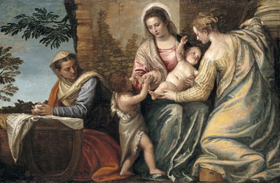 Madona s dítětem se svatou Alžbětou, nemluvně sv. Jana Křtitele a sv. Justiny, 1565-70 od Paolo Veronese