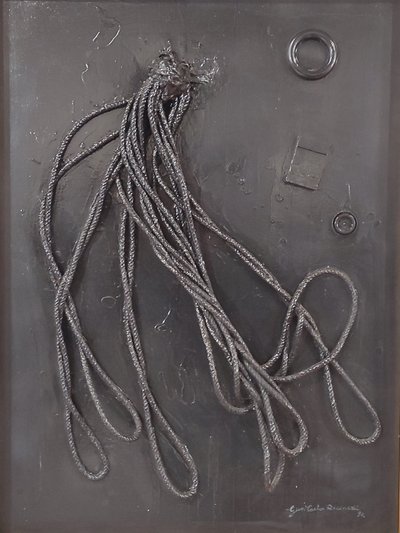 G. C. Riccardi, Combustione n. 3, 1990, kombinovaná technika na plátně, 60x80, Arpino, Nadace Umberta Mastroianniho, Itálie. od Gian Carlo Riccardi