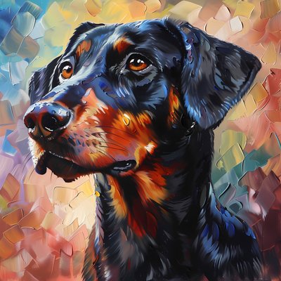 Abstraktní Rhodéský ridgeback pes malba, zvířecí dekorace, nástěnné umělecké výtisky od F. Abderrahim