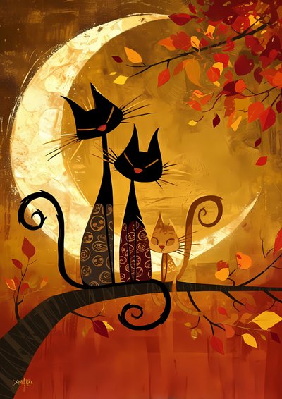 Feline Cute Cats Family Portrait, zarámované plakáty, tisk na zakázku od F. Abderrahim