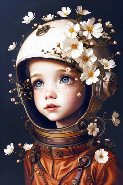 dětský astronaut na planetě Květiny, vlastní velikosti obrázků pro tisk od F. Abderrahim