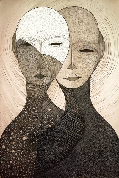 Figurální malba dvě ženy, Gustav Klimt styl, online výtisky na plátně od F. Abderrahim