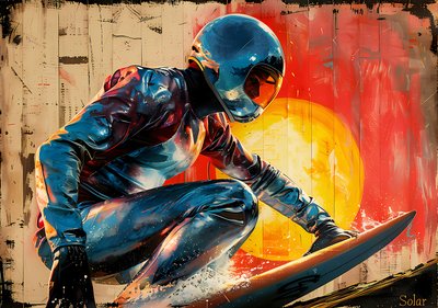 Surfař malba, Retro film plakát, nástěnné dekorace, umělecký tisk na vyžádání od F. Abderrahim