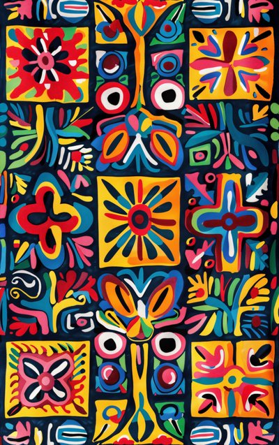 Barevná naivní malba pro ložnici a obývací pokoj Wall Decor od F. Abderrahim