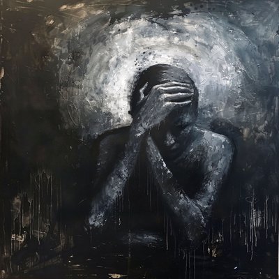 Abstraktní surrealismus Černý a tmavý chaos pro nástěnné plakáty a tisky od F. Abderrahim