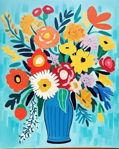 Matisse inspirace květiny ve váze | květinové umění výtisky pro nástěnné dekorace od F. Abderrahim