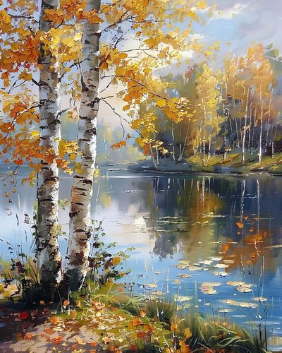 Krajina a stromy s Pristine Waters, online tisk na plátno od F. Abderrahim