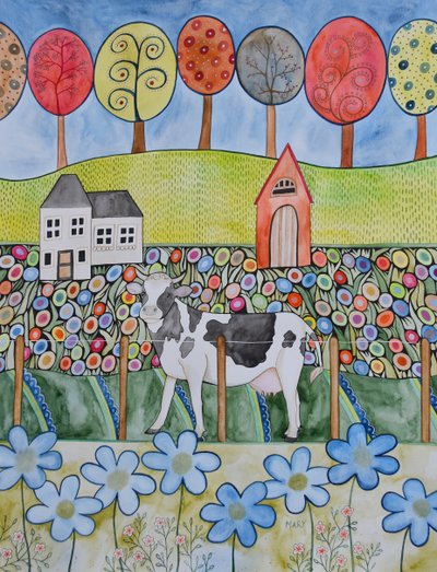 Spokojená kráva od Marys Watercolors