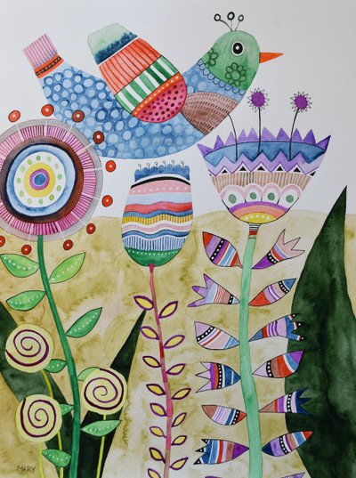 Bláznivý pták od Marys Watercolors