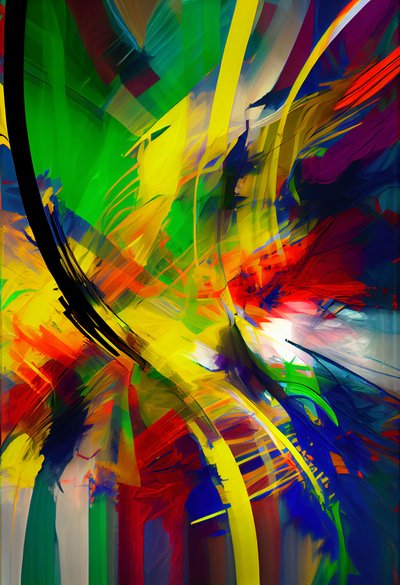 Abstraktní digitální malba A Blend of Vibrant Colors, online tisk na plátno na vyžádání od F. Abderrahim