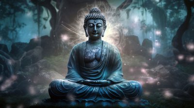Buddha sedí v klidné meditaci, duchovní buddhistické plátno, zarámované výtisky na zeď od F. Abderrahim