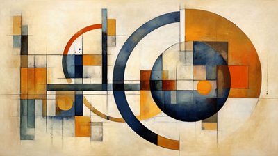 Matematika a geometrie abstraktní malba tvarů, online výtisky na plátně na zakázku od F. Abderrahim