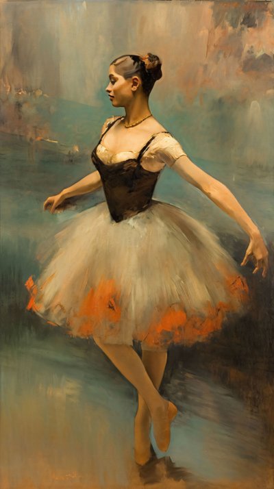 Olejomalba Baletní tanečnice, styl Edgar Degas, Domácí nástěnná dekorace do ložnice od F. Abderrahim