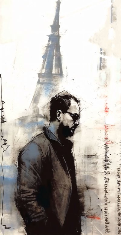 Obraz muže, který se prochází v Paříži, Nástěnná dekorace, kterou si zamilujete, umělecké výtisky od F. Abderrahim