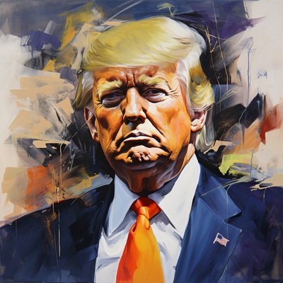 Akrylová malba Donalda Trumpa, současné umění na stěnu, výzdoba stěn v kanceláři od F. Abderrahim