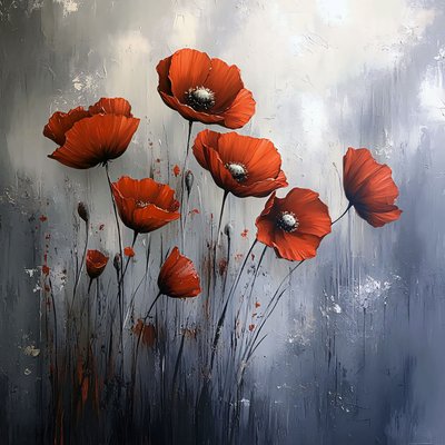 Červené vlčí máky plátno Wall Art Moderní, Nástěnné dekorace pro každou místnost od F. Abderrahim