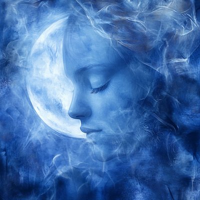 Nádherný Selene Moon šepot izolované na bílém pozadí, stěna domácí dekorace od F. Abderrahim