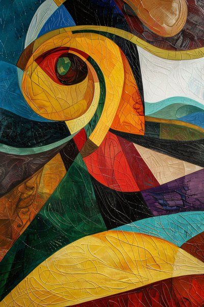 Abstraktní barevné vitráže, inspirace Picassem, dekorace na zeď do ložnice od F. Abderrahim