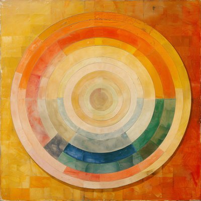 Abstraktní olejomalba, mystické umění, Hilma af Klint styl, online umělecké výtisky od F. Abderrahim