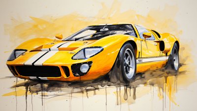 Umělecké dílo Moderní žluté sportovní auto, online výtisky na zakázku na plátně od F. Abderrahim