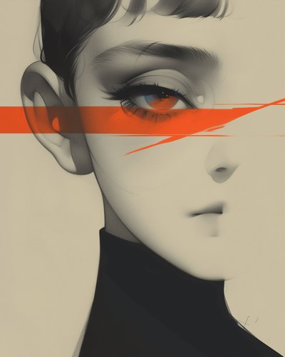skica chlapce, manga styl, tisk na plátno a rám na zeď na vyžádání od F. Abderrahim