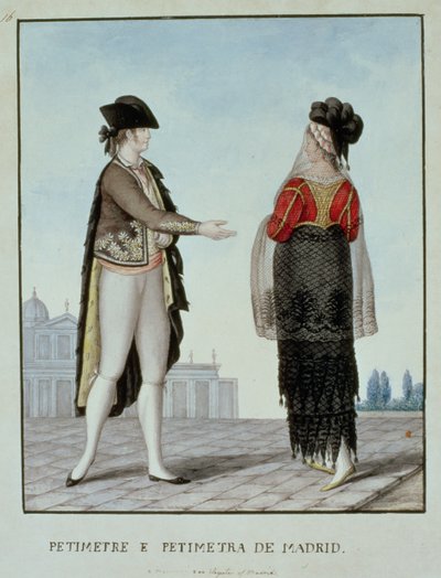 Šlechtic a šlechtična z Madridu, konec 18. století (wc na papíře) od 18th century Naples school