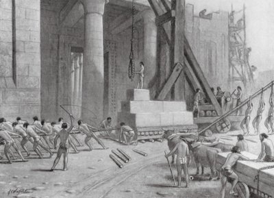 Féničtí řemeslníci stavějící chrám pro Šalamouna (litografie) od A.C. Weatherstone