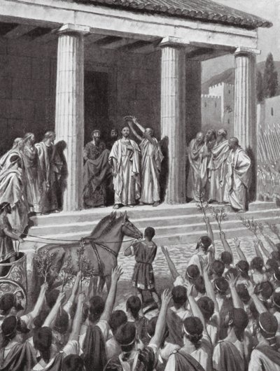 Themistoklés vyznamenán ve Spartě (litografie) od A.C. Weatherstone