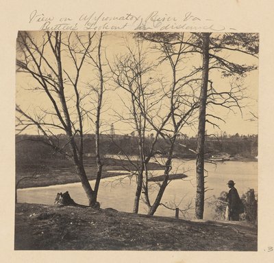 Pohled na řeku Appomattox, Virginie. Butlerova vyhlídka v dálce od A.J. Russell