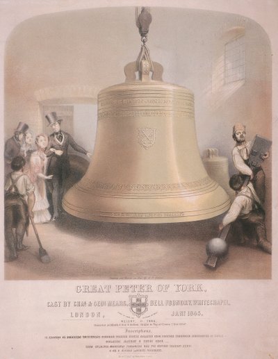 Pohled na zvon Velký Petr z Yorku, 1845. od AR Grieve