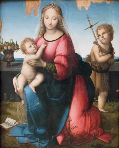Madonna a dítě s mladým svatým Johnem, Andrea Piccinelli známý jako il Brescianino (olej na panelu) od A. (1485 c.1525) Piccinelli