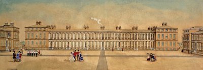 Royal Marines Barracks Woolwich, Kent při pohledu z brány Francis Street, 1855 od A. Arman