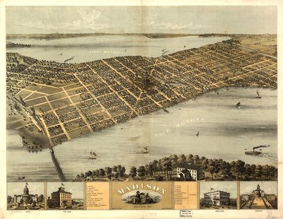 Madison, Wisconsin 1867. LOC 73694546 od A.; Chicago Lithographing Co. Ruger