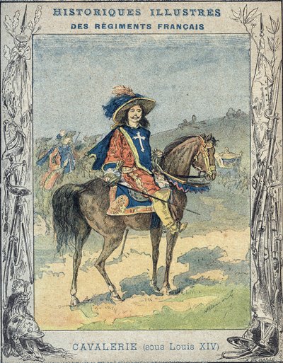 Kavalérie za Ludvíka XIV. - Z ochranného pouzdra na učebnice, konec 19. století - Kavalérie sous Louis XIV - ilustrace A Demarle - Protege notebook historique, konec 19. století - od A. Demarle