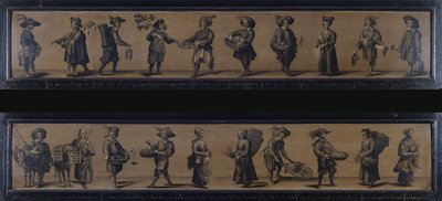 Les Cris de Paris, 1634 (olej na dřevě) od A. Doy