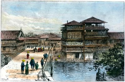 Yebis Bridge, Kosaka, Japonsko, 1891 od A. Forsyth